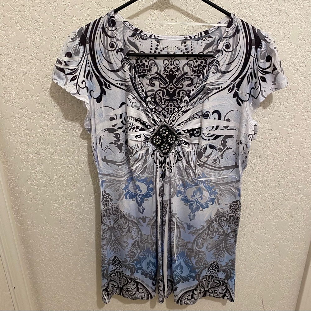 Covington Black and White Patterned Women’s Large Blouse